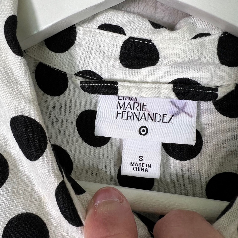 Lisa Marie Fernandez Target Dress Linen Blend Polka Dot Button Front Size Small - Picture 5 of 10
